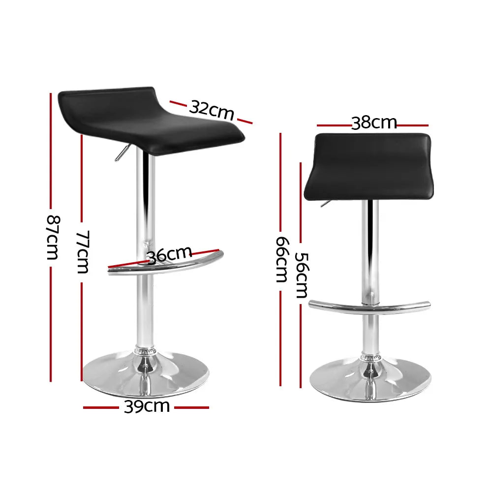 Artiss 2x Bar Stools Adjustable Gas Lift Chairs Black - Image 2