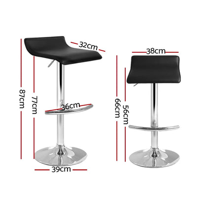 Artiss 2x Bar Stools Adjustable Gas Lift Chairs Black - Image 2