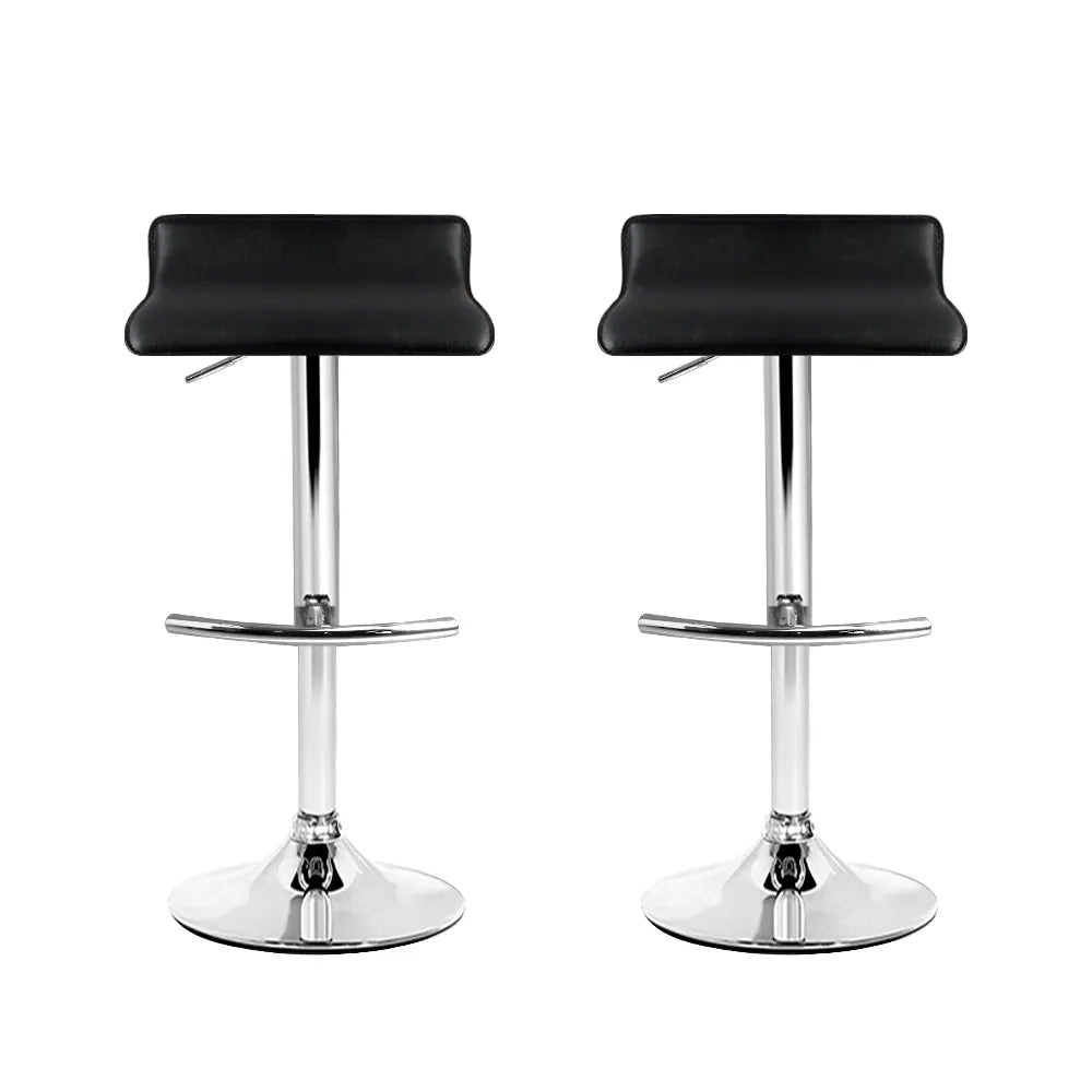 Artiss 2x Bar Stools Adjustable Gas Lift Chairs Black - Image 3