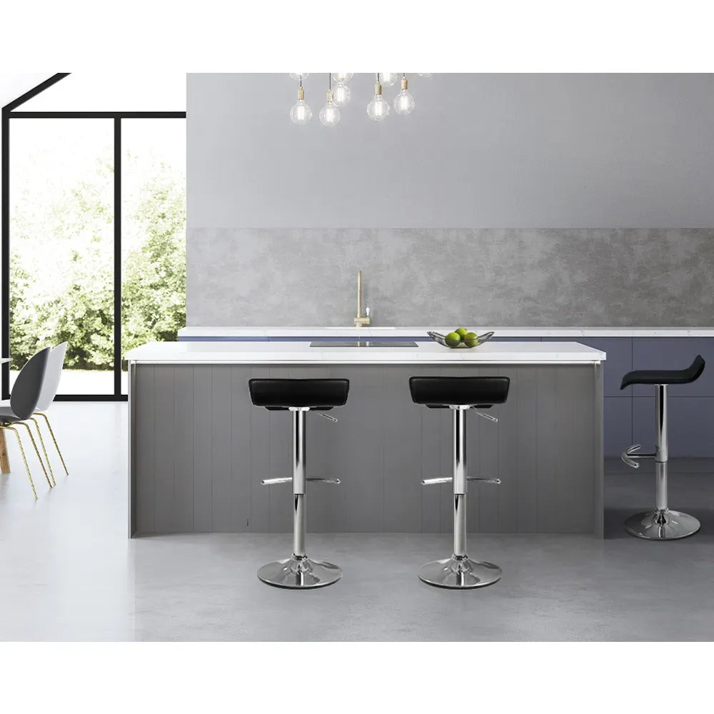 Artiss 2x Bar Stools Adjustable Gas Lift Chairs Black - Image 6