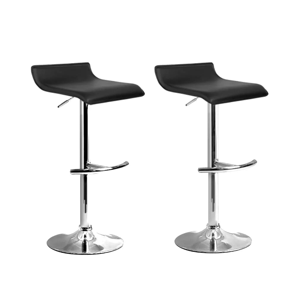 Artiss 2x Bar Stools Adjustable Gas Lift Chairs Black - Image 8