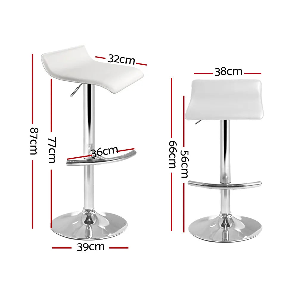 Artiss 2x Bar Stools Adjustable Gas Lift Chairs White - Image 2