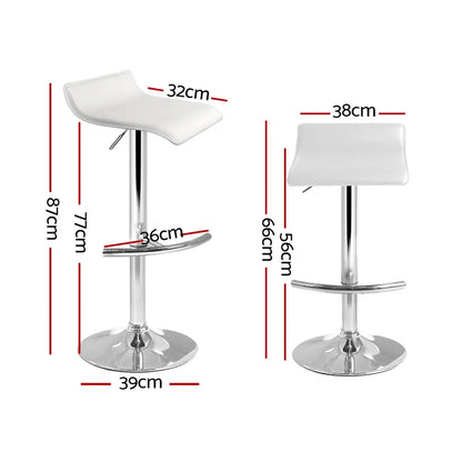 Artiss 2x Bar Stools Adjustable Gas Lift Chairs White - Image 2