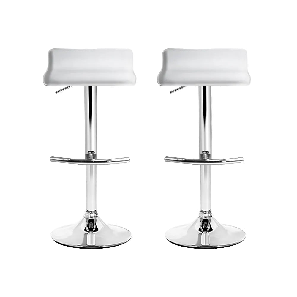 Artiss 2x Bar Stools Adjustable Gas Lift Chairs White - Image 3