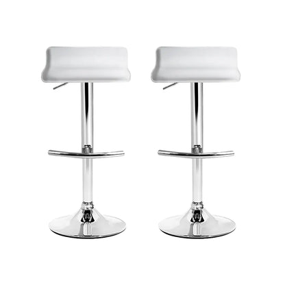 Artiss 2x Bar Stools Adjustable Gas Lift Chairs White - Image 3