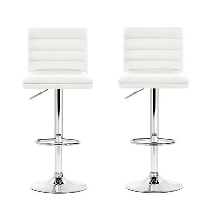Artiss 2x Bar Stools Padded Leather Gas Lift White - Image 3