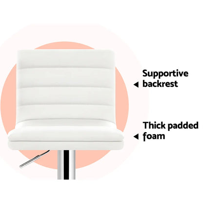 Artiss 2x Bar Stools Padded Leather Gas Lift White - Image 4