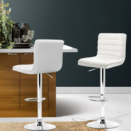 Artiss 2x Bar Stools Padded Leather Gas Lift White - Image 7