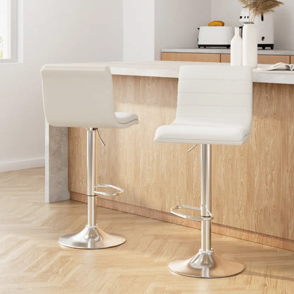 Artiss 2x Bar Stools Padded Leather Gas Lift White - Image 8