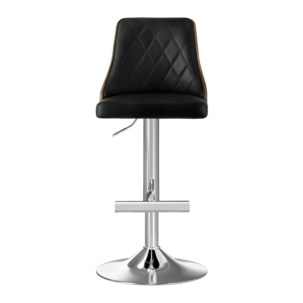 Artiss Bar Stool Bentwood Swivel Adjustable Kitchen Counter Stool Leather Black - Image 3