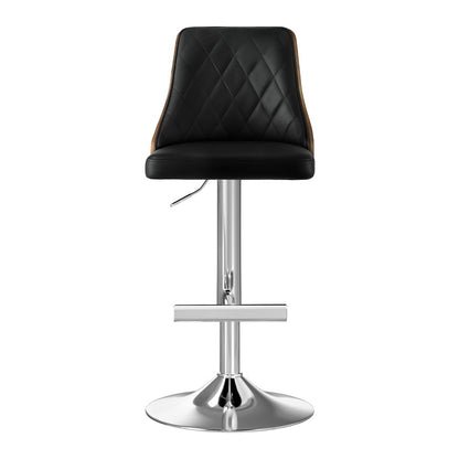 Artiss Bar Stool Bentwood Swivel Adjustable Kitchen Counter Stool Leather Black - Image 3