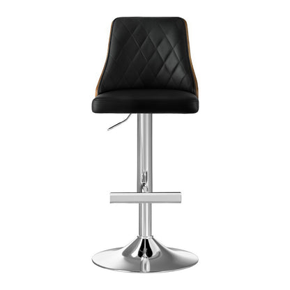 Artiss 2X Bar Stool Wood Swivel Adjustable Kitchen Counter Stool Leather Black - Image 3