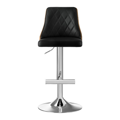 Artiss 4X Bar Stool Wood Swivel Adjustable Kitchen Counter Stool Leather Black - Image 3