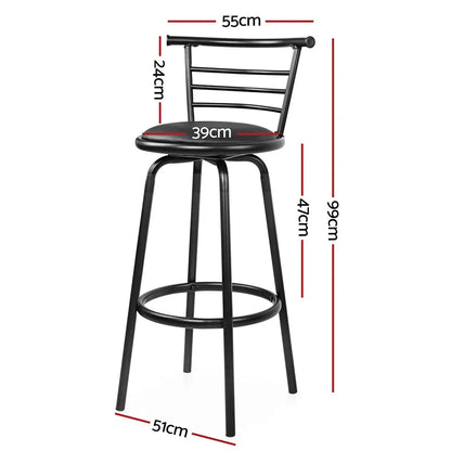 Artiss 2x Bar Stools Swivel Leather Padded Metal - Image 2