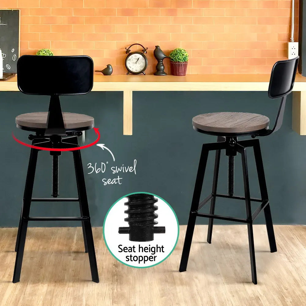 Artiss Bar Stools Kitchen Counter Chairs Vintage Metal Chairs - Image 5