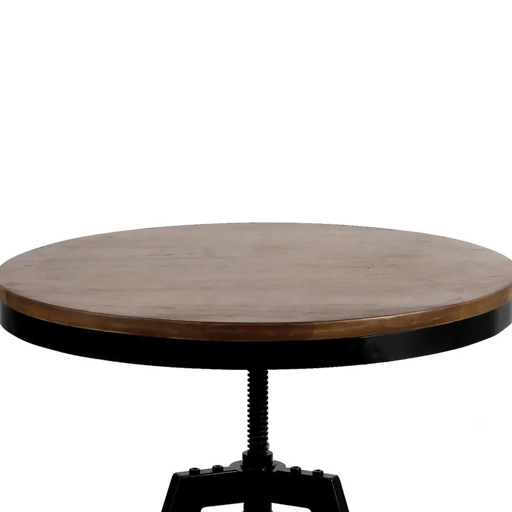 Artiss Bar Table 67-86CM Height Round Brown - Image 5