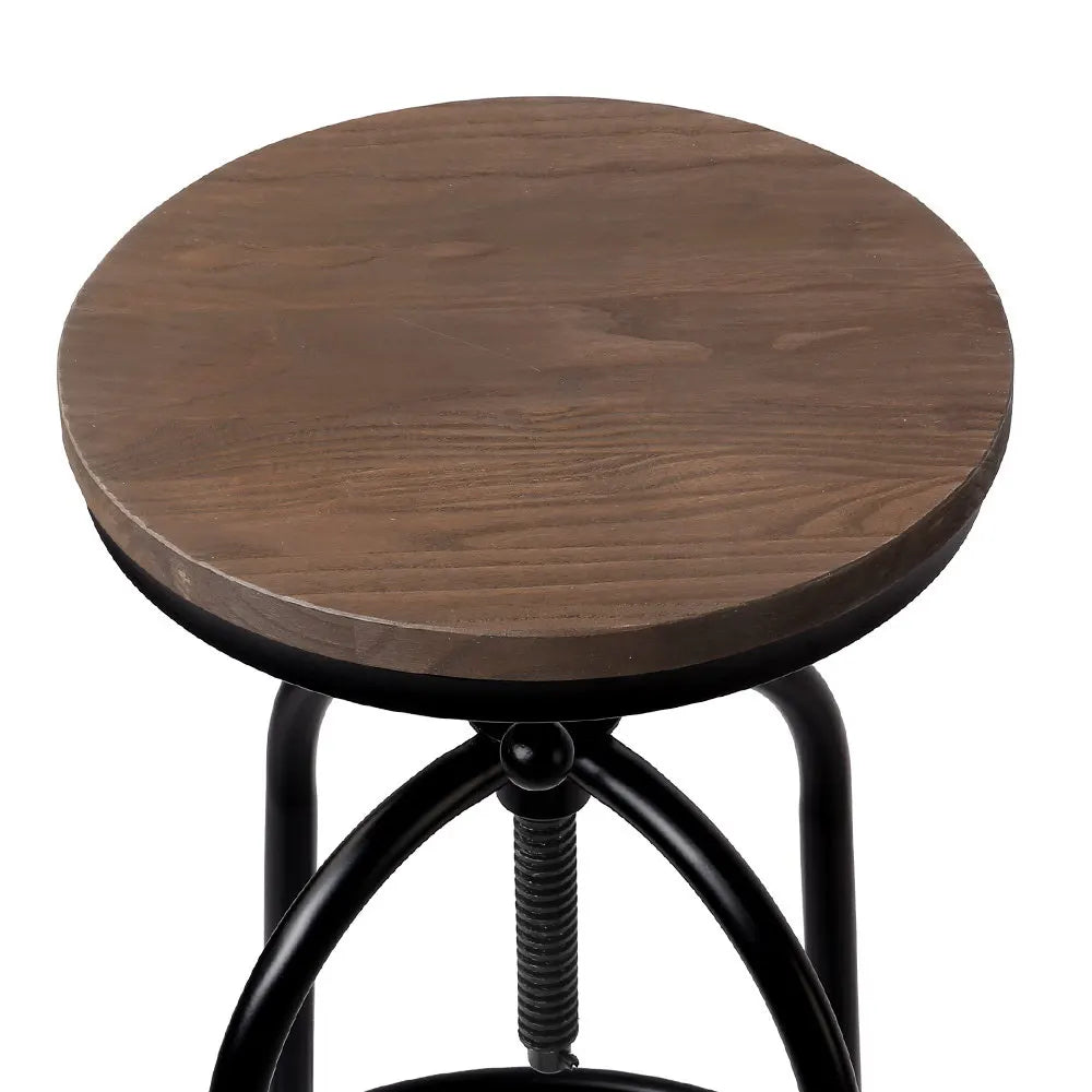 Artiss Bar Stools Adjustable Wood Chairs - Image 4