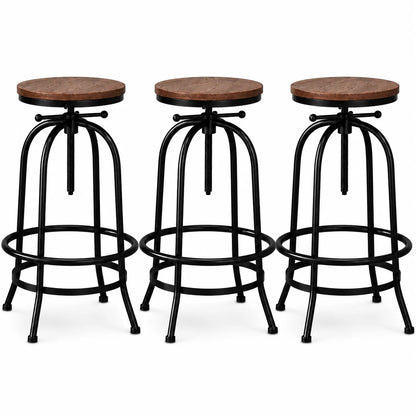 Artiss 3x Bar Stool Backless Swivel Counter Barstools 70-90cm Seat Height Adjustable Industrial