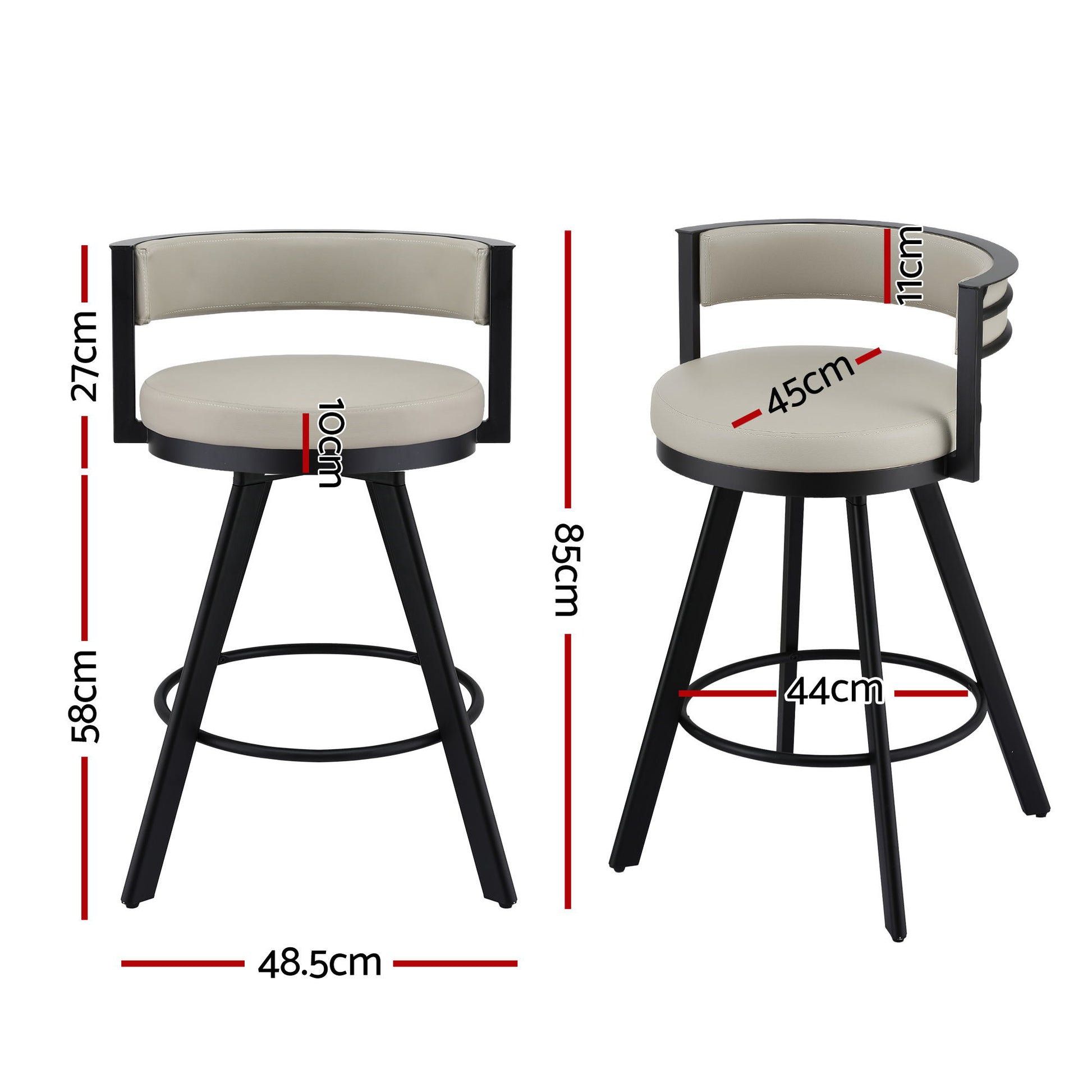 Artiss Bar Stool Swivel Kitchen Chair Metal PU Leather Counter Beige - Image 2