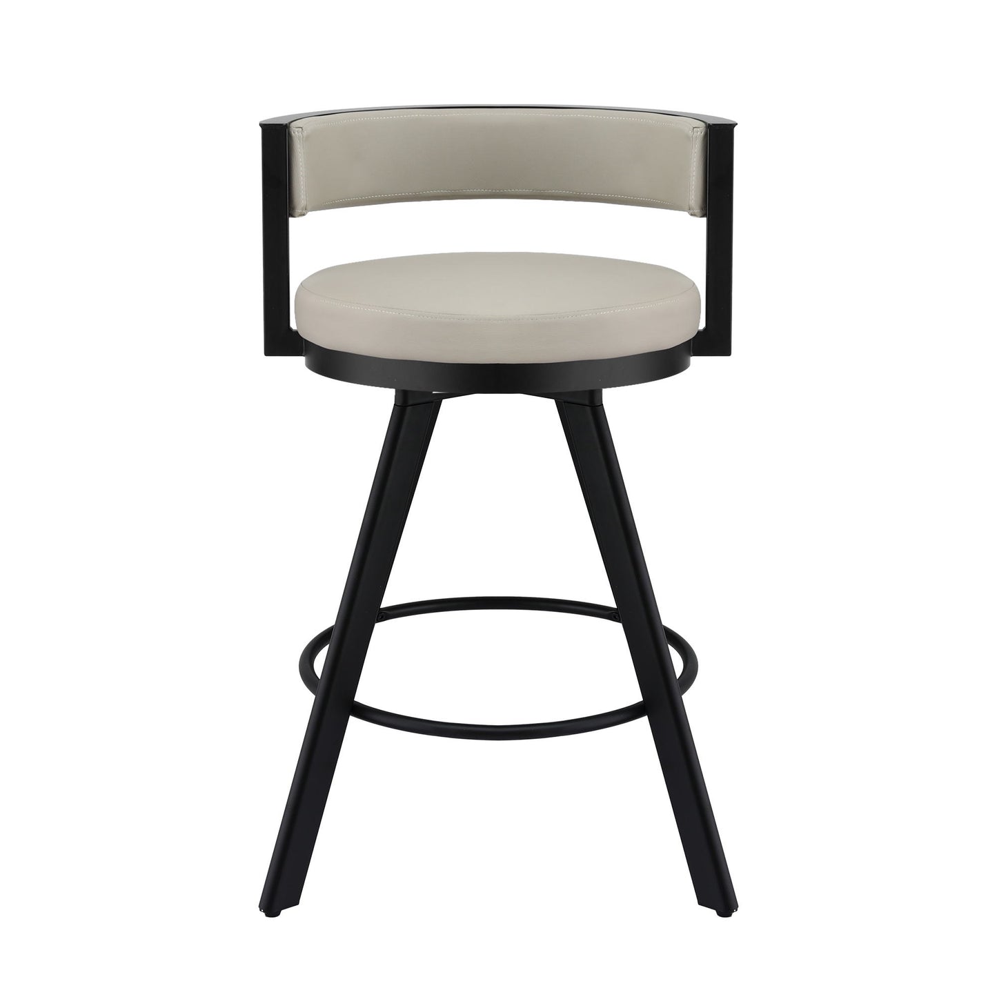 Artiss Bar Stool Swivel Kitchen Chair Metal PU Leather Counter Beige - Image 3