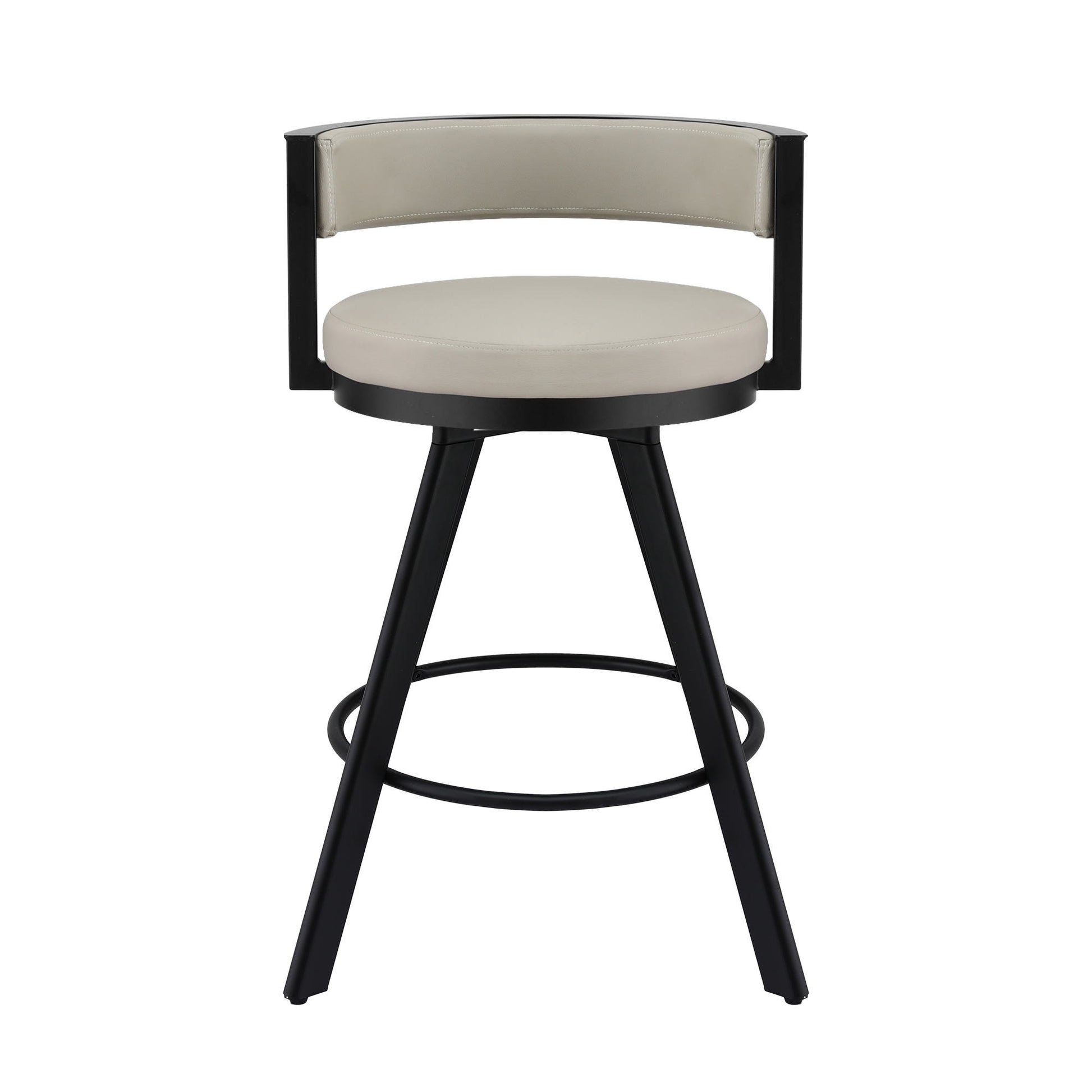 Artiss Bar Stool Swivel Kitchen Chair Metal PU Leather Counter Beige - Image 3