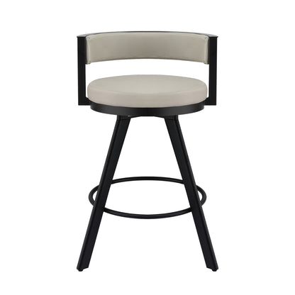 Artiss Bar Stool Swivel Kitchen Chair Metal PU Leather Counter Beige - Image 3