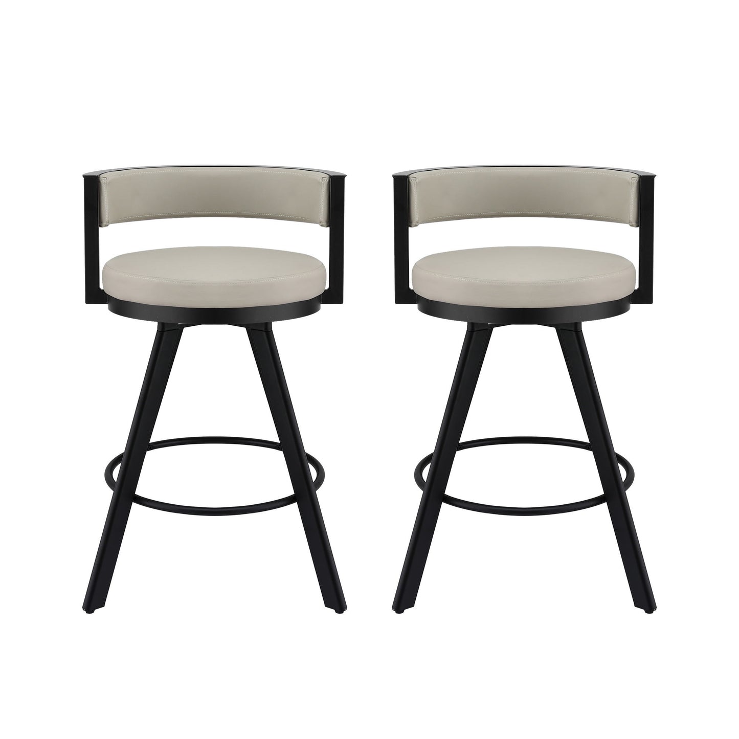 Artiss Bar Stools Set of 2 Swivel Kitchen Chair Metal Counter Beige Leather - Image 3