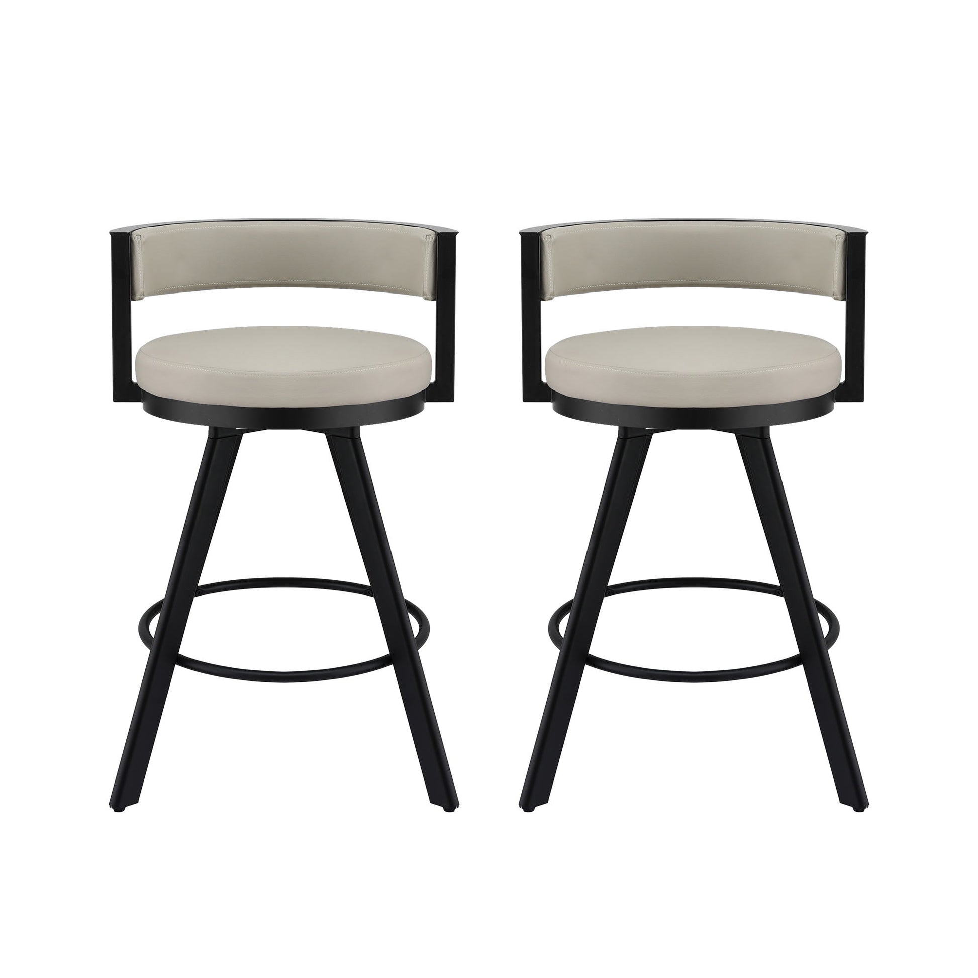 Artiss Bar Stools Set of 2 Swivel Kitchen Chair Metal Counter Beige Leather - Image 3