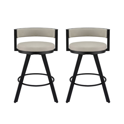 Artiss Bar Stools Set of 2 Swivel Kitchen Chair Metal Counter Beige Leather - Image 3