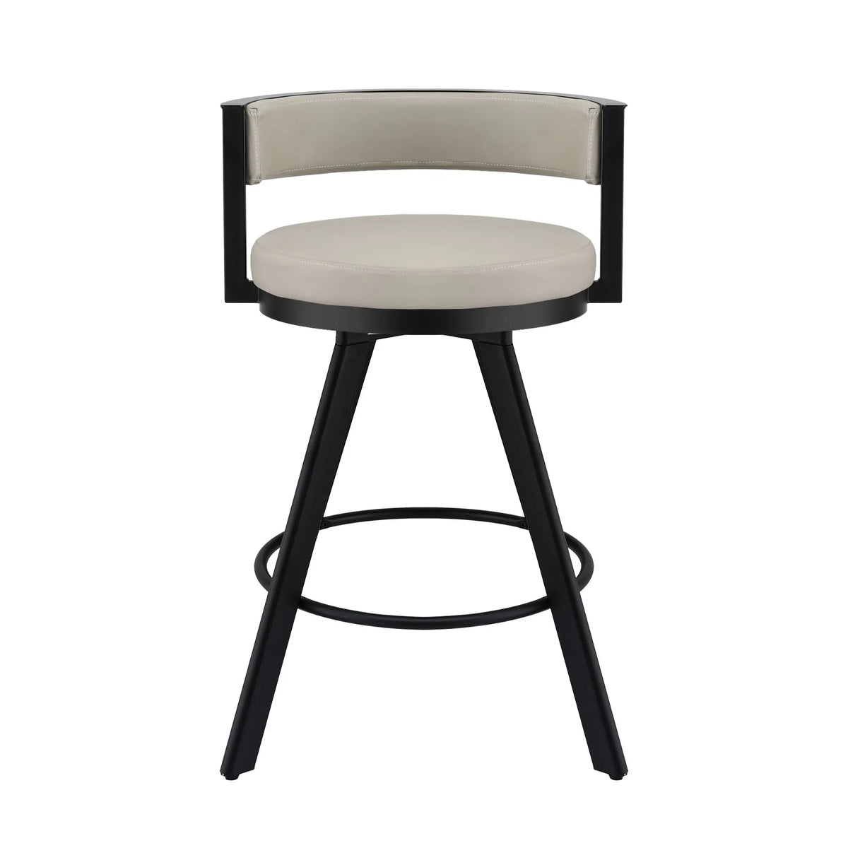 Artiss Bar Stools Set of 3 Swivel Counter Stools with Padded Backrest PU Leather Beige - Image 4