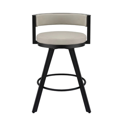 Artiss Bar Stools Set of 3 Swivel Counter Stools with Padded Backrest PU Leather Beige - Image 4