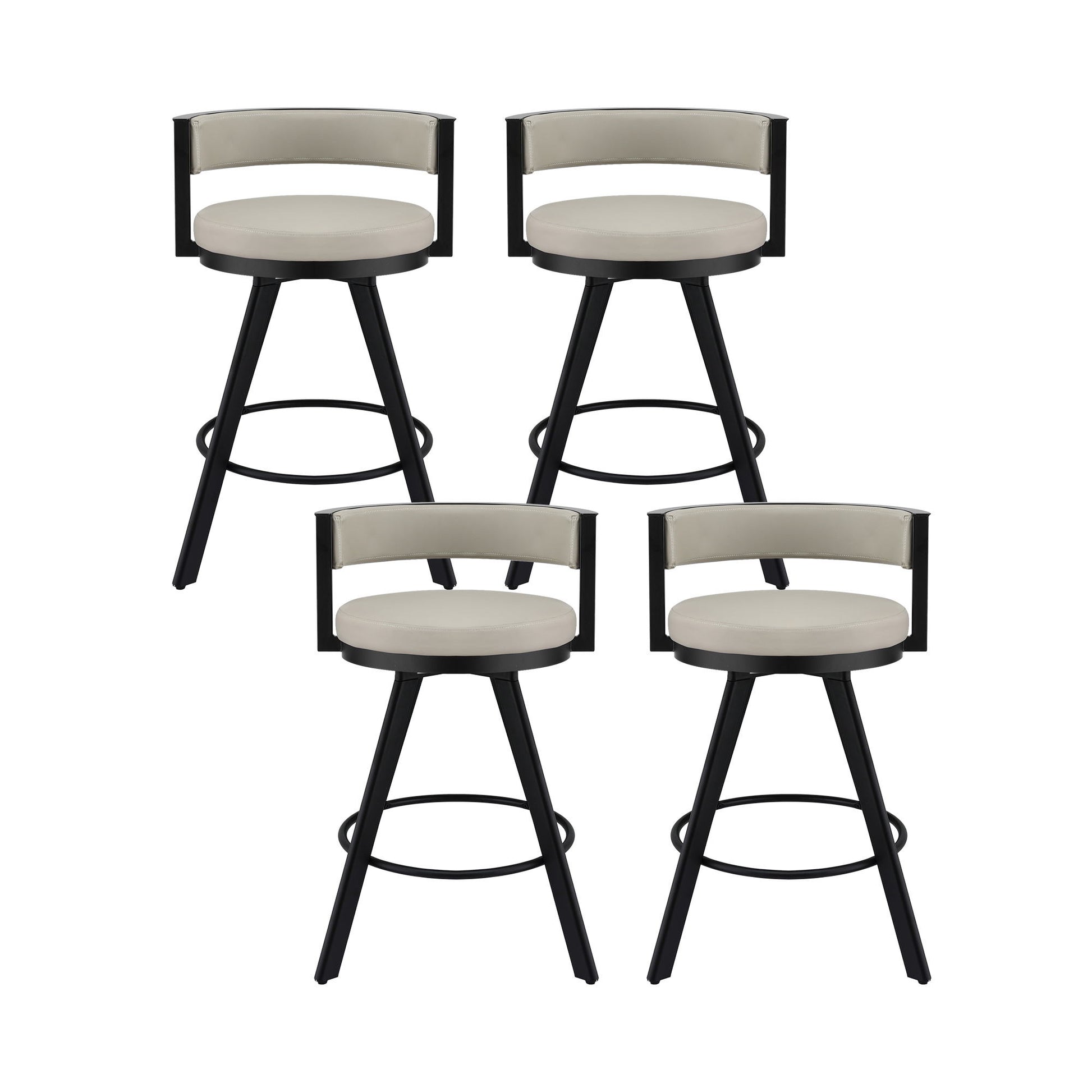 Artiss Bar Stools Set of 4 Swivel Kitchen Chair Metal Counter Beige Leather - Image 3