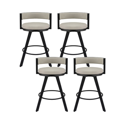 Artiss Bar Stools Set of 4 Swivel Kitchen Chair Metal Counter Beige Leather - Image 3