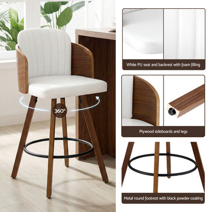 Artiss Wooden Bar Stools Swivel Kitchen Counter Stool Chair 58cm Seat Height - Image 7