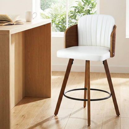 Artiss Wooden Bar Stools Swivel Kitchen Counter Stool Chair 58cm Seat Height - Image 9
