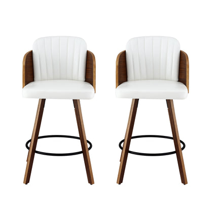 Artiss Wooden Bar Stools Swivel Kitchen Counter Stool Chair 58cm Seat Height - Image 3