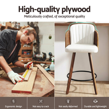 Artiss Wooden Bar Stools Swivel Kitchen Counter Stool Chair 58cm Seat Height - Image 6