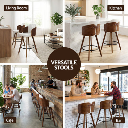 Artiss Wooden Bar Stools Swivel Kitchen Counter Stool Chair 58cm Seat Height - Image 8