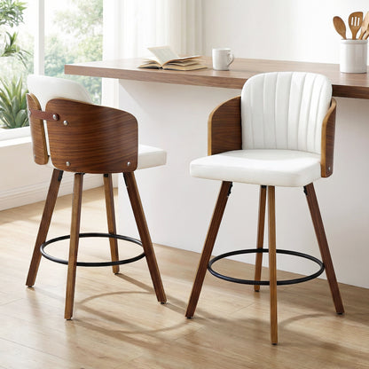 Artiss Wooden Bar Stools Swivel Kitchen Counter Stool Chair 58cm Seat Height - Image 9