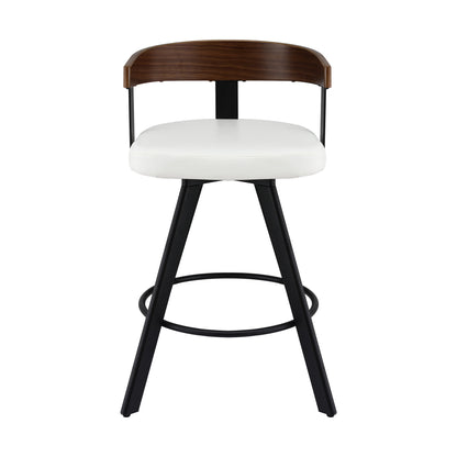 Artiss Bar Stool Swivel Metal Legs Kitchen Chair Bentwood Counter Leather White - Image 3