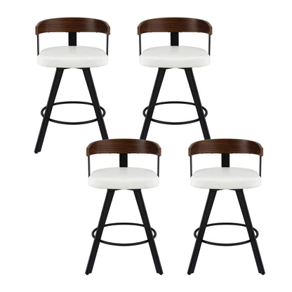 4x Artiss Bar Stools Swivel Kitchen Chairs Metal Legs Bentwood Counter White PU - Image 3