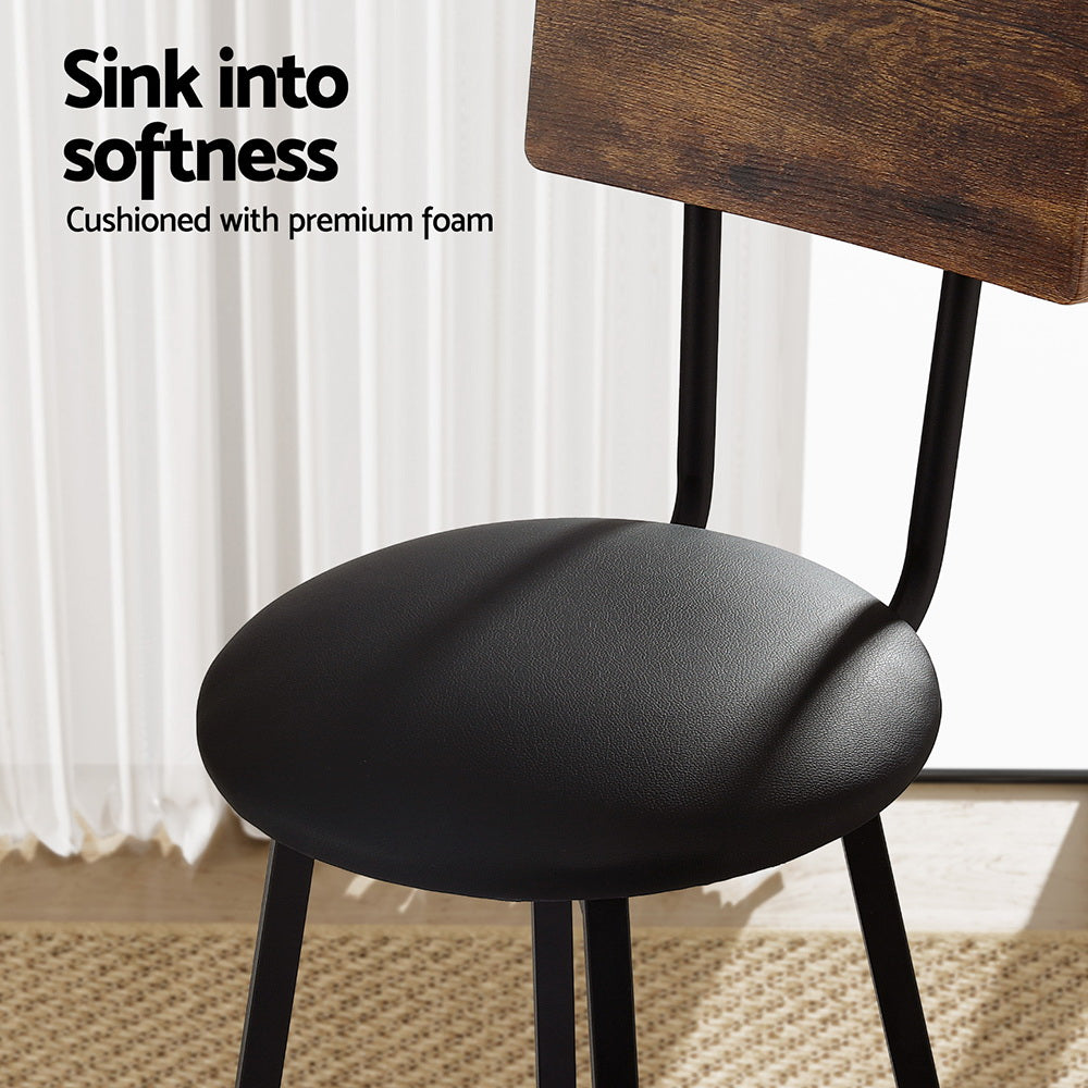 Artiss 2X Industrial Bar Stools Upholstered Counter Chairs Steel Frame Anti-Scratch - Image 5
