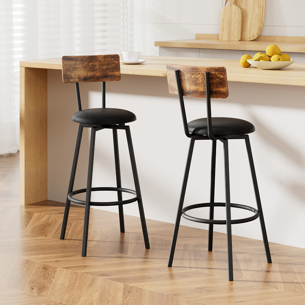 Artiss 2X Industrial Bar Stools Upholstered Counter Chairs Steel Frame Anti-Scratch - Image 7