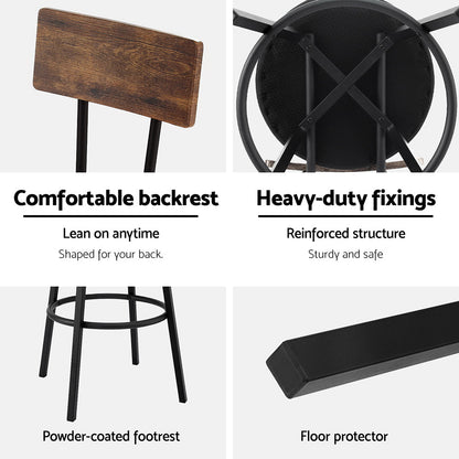 Artiss 4X Industrial Bar Stools Upholstered Counter Chairs Steel Frame Anti-Scratch - Image 6