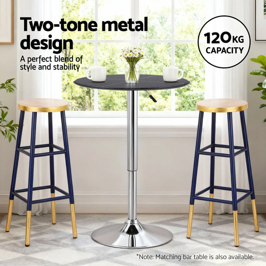 Artiss Bar Stools Metal Gold Navy - Image 4