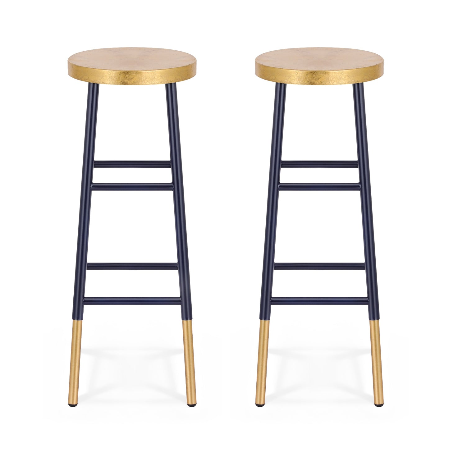 Artiss 2x Bar Stools Metal Gold Navy - Image 3