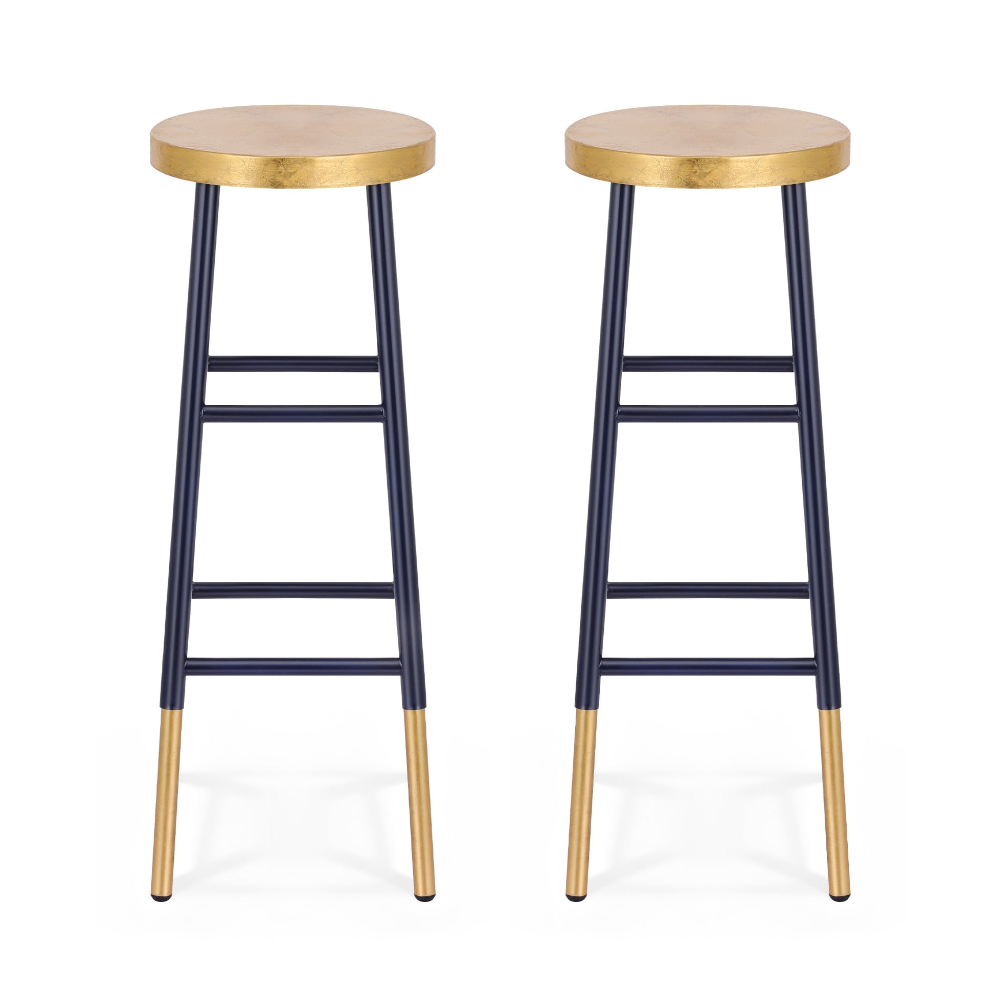 Artiss 2x Bar Stools Metal Gold Navy - Image 3