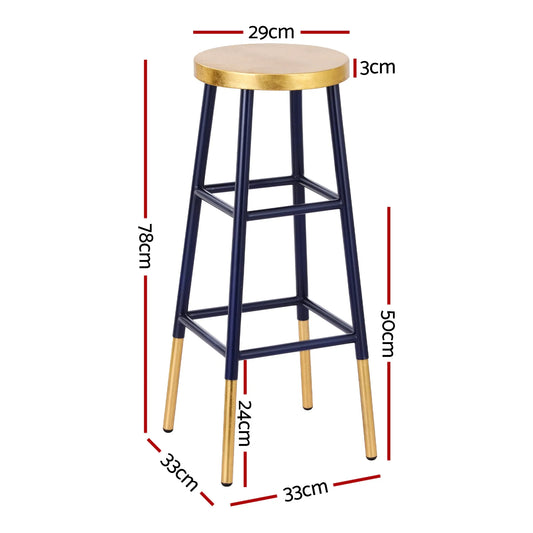 Artiss 4x Bar Stools Metal Gold Navy - Image 2
