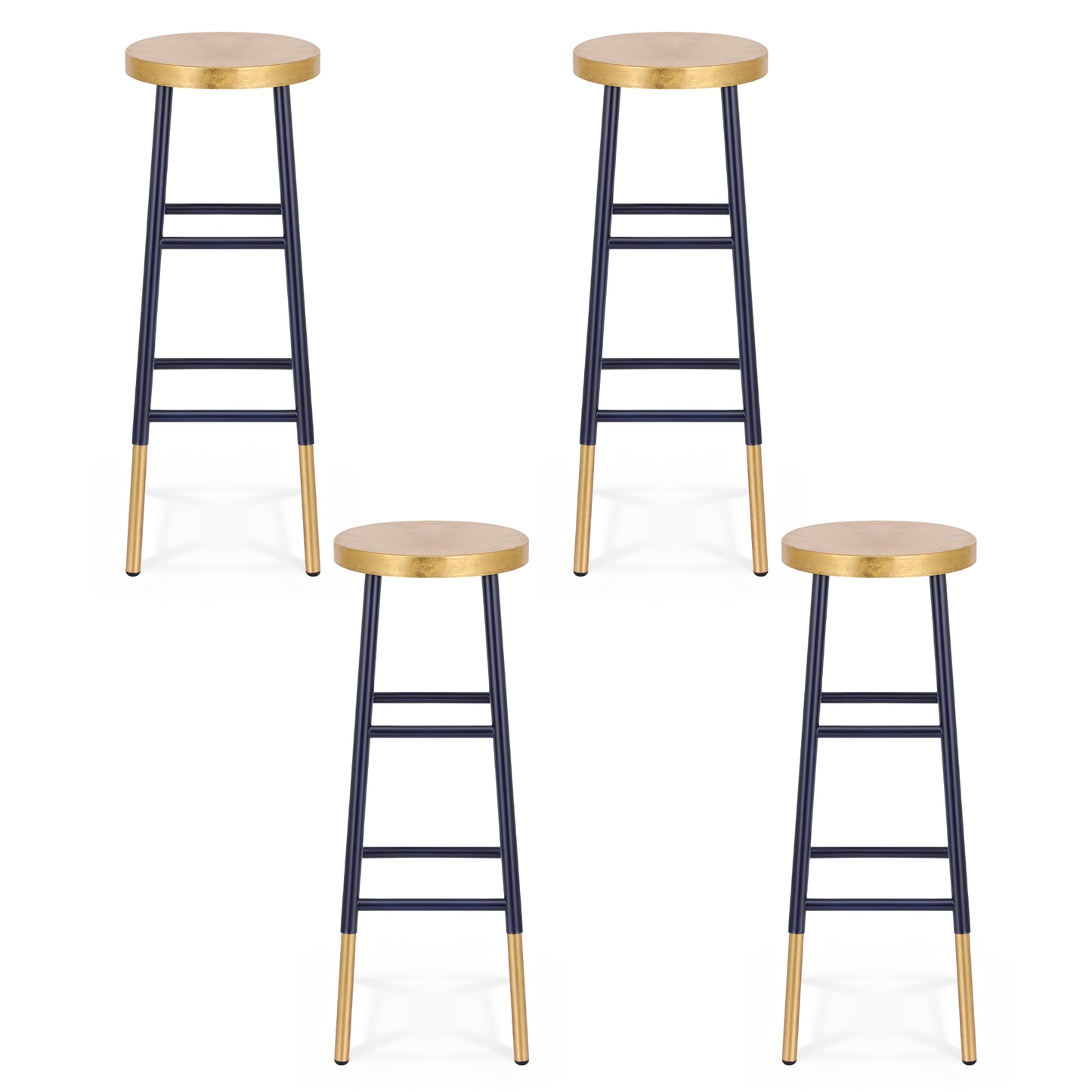 Artiss 4x Bar Stools Metal Gold Navy - Image 3