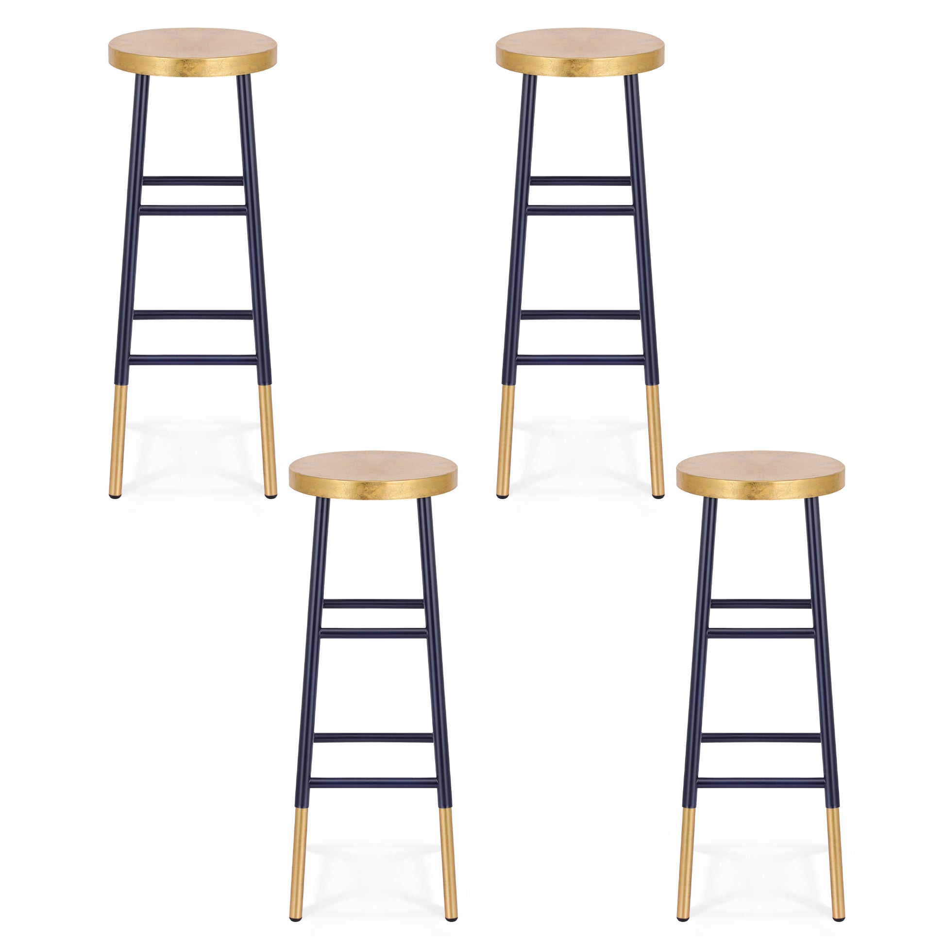 Artiss 4x Bar Stools Metal Gold Navy - Image 3